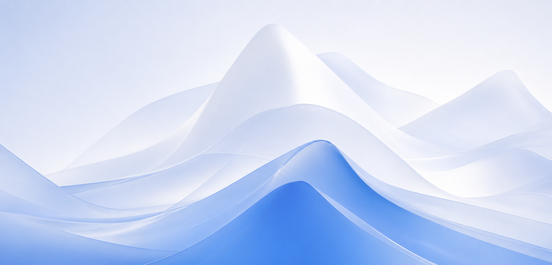 Layered translucent blue and white mountain forms
